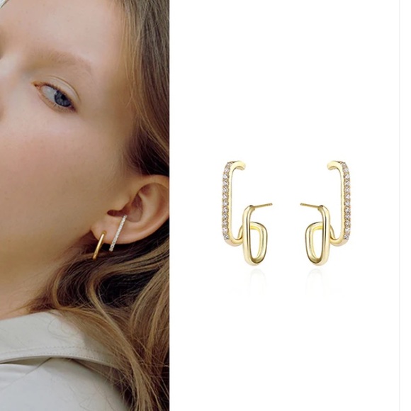 subloom Jewelry - Curved Bar Crystal Earrings